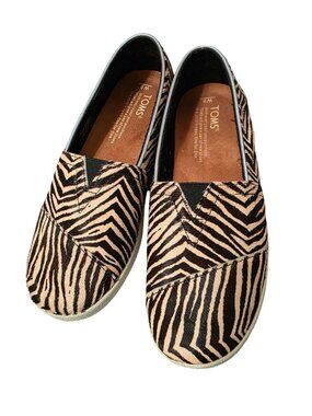 Toms Avalon Zebra Print Slip-On Calf Hair Shoes (SKU#2137)